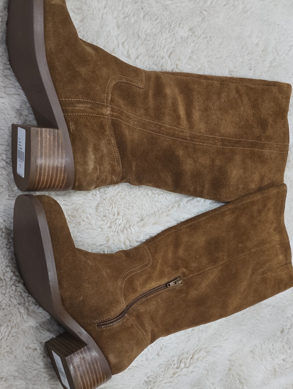 Seychelles Cognac Suede Mid-Calf Block Heel Boots